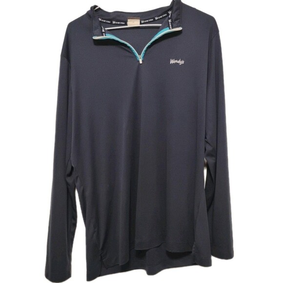 Wendy’s Manager Polo Shirt Men XL Blue Long Sleeve Employee Uniform Work Logo - Picture 1 of 5